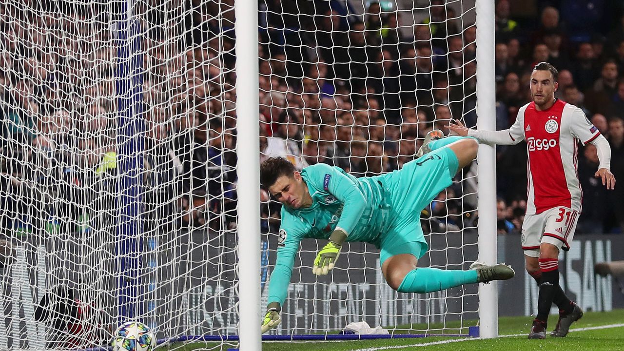Kepa Arrizabalaga scores an unfortunate own goal.