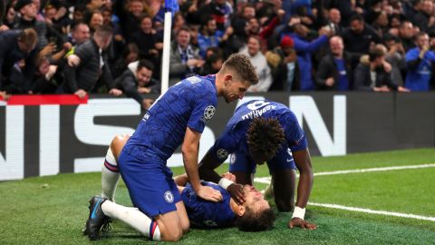 Cesar Azpilicueta celebrates after scoring what he thought was the winning goals, only for it to be disallowed by VAR.