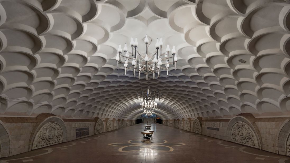 <strong>Kyivska, Kharkiv: </strong>With its vaulted ceiling and grand chandeliers, Kyivska is one of the most impressive stations in Kharkiv, northeastern Ukraine.