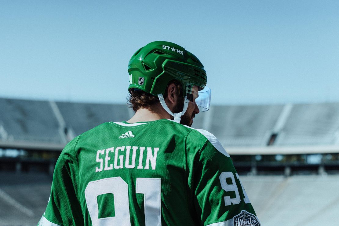 The Stars' new look also features helmets in green, not the current black.