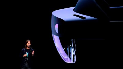Microsoft's technical fellow Alex Kipman reveals "HoloLens 2" during a presentation at the Mobile World Congress (MWC) on the eve of the world's biggest mobile fair in Barcelona on February 24, 2019.