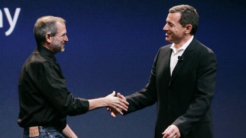 Bob Iger built a working relationship and friendship with Steve Jobs, which led to Disney buying innovative animation studio Pixar. (Paul Sakuma/AP)
