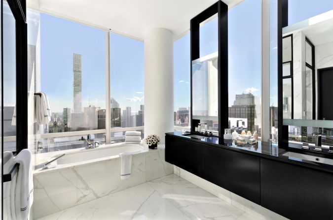 <strong>Master bathroom: </strong>Soaking in the tub means soaking in the city views in this luxury bath.