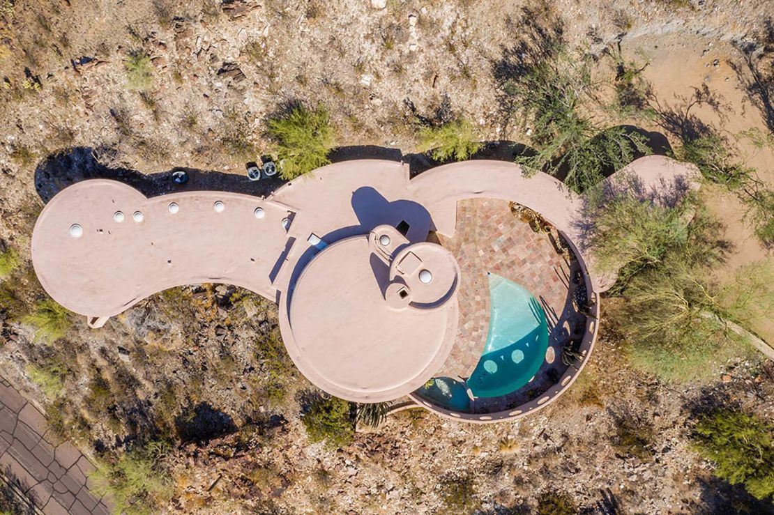 The interlocking circular design of the home is especially apparent from above. 