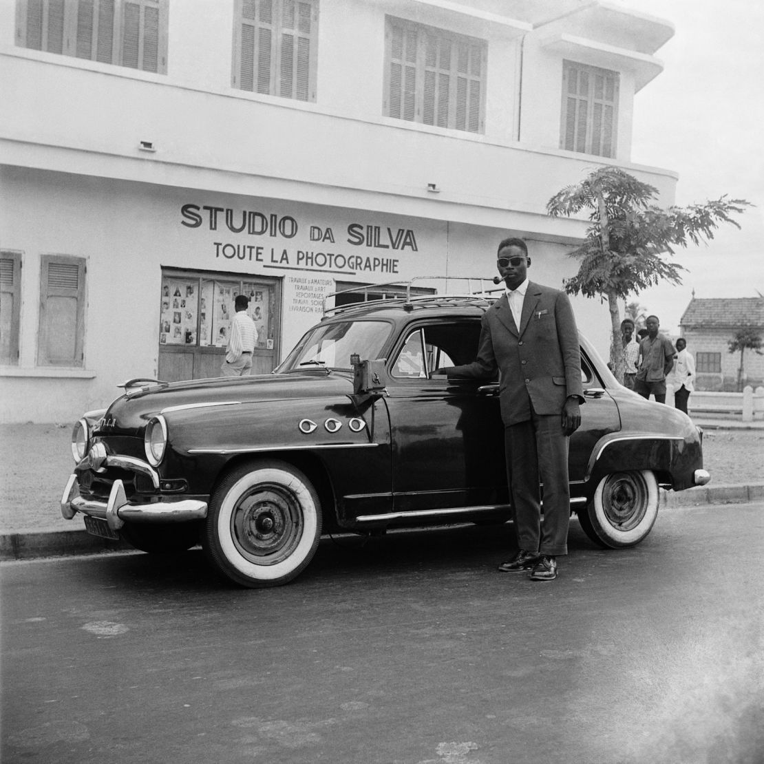 A car parked up outside Roger DaSilva's studio in Dakar. 