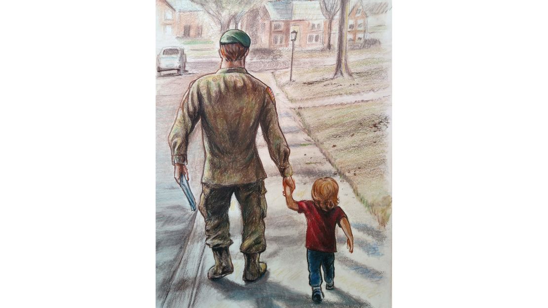 Davidson and his dad, as illustrated by his father in a book they wrote together.