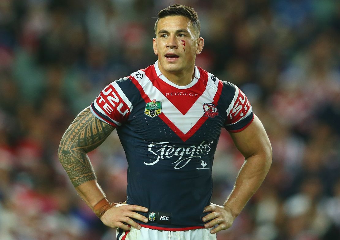 Sonny Bill Williams has made a habit of switching codes in rugby. Here he is representing the Sydney Roosters in Australia's NRL.