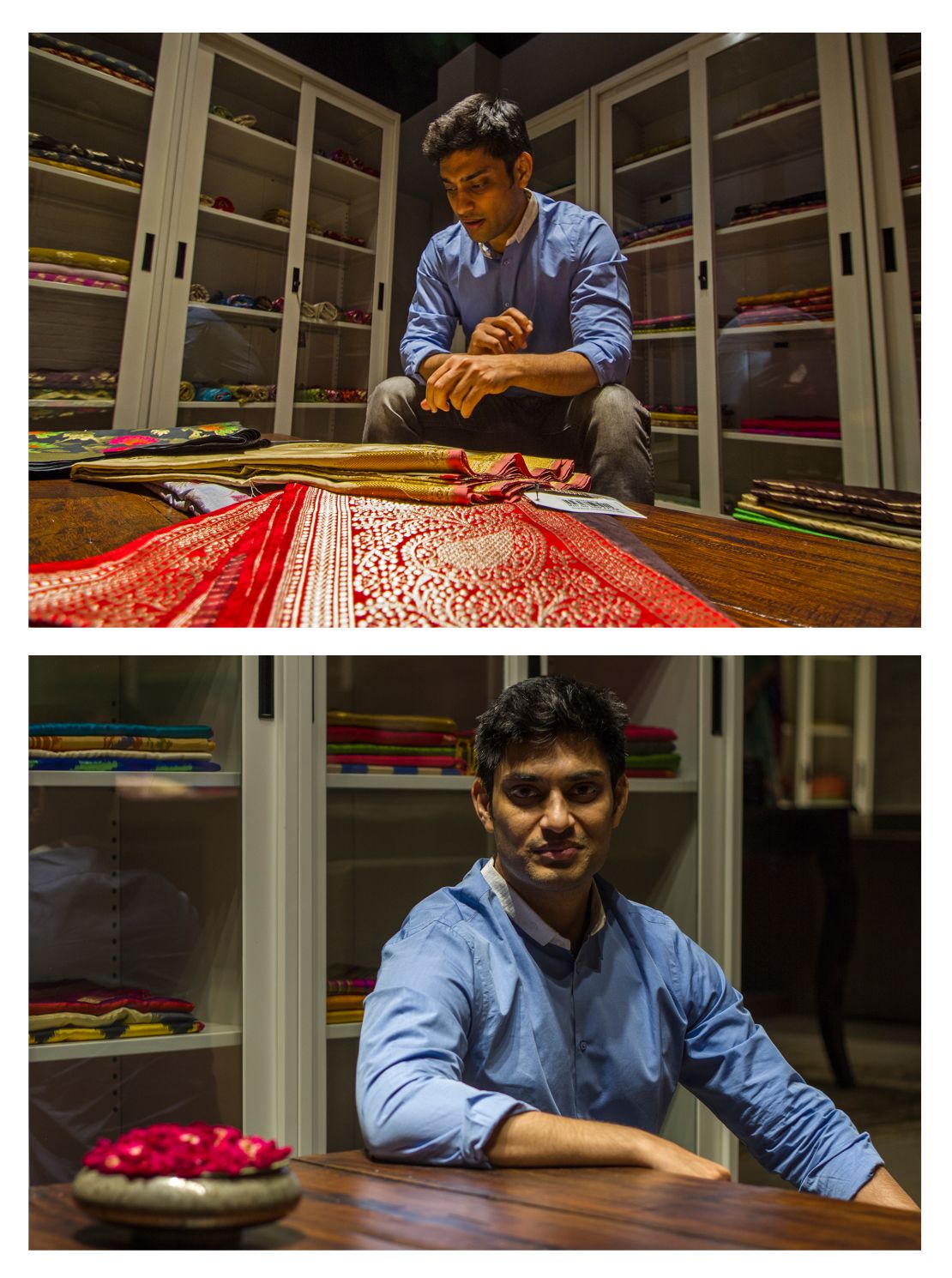 Umang Agrawal, founder and creative director of Holy Weaves, a manufacturer of handwoven textiles and online retailer in Varanasi, India. 