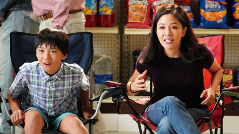Constance Wu, right, alongside Ian Chen. Wu plays matriarch Jessica Huang in "Fresh Off The Boat," and Chen plays one of her sons, Evan.
