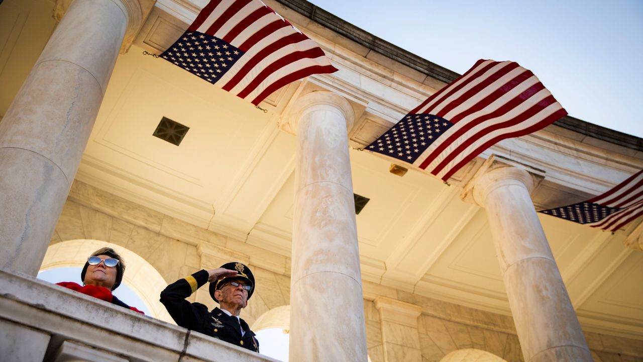 A Veterans Day ceremony at  Arlington National Cemetery in 2018.