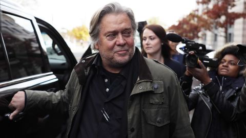 Former White House senior counselor to President Donald Trump Steve Bannon leaves the E. Barrett Prettyman United States Courthouse after he testified at the Roger Stone trial on November 8, 2019 in Washington.