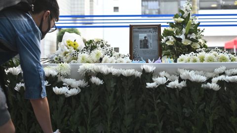 A memorial for Hong Kong University of Science and Technology student Chow Tsz-lok, 22, in Hong Kong on November 8, 2019.