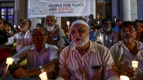 Activists belonging to 'People for Peace and Justice' stage a candle light vigil urging people belonging to all religious communities to maintain peace and harmony regardless of the outcome of the Supreme Court verdict on Ayodhya.