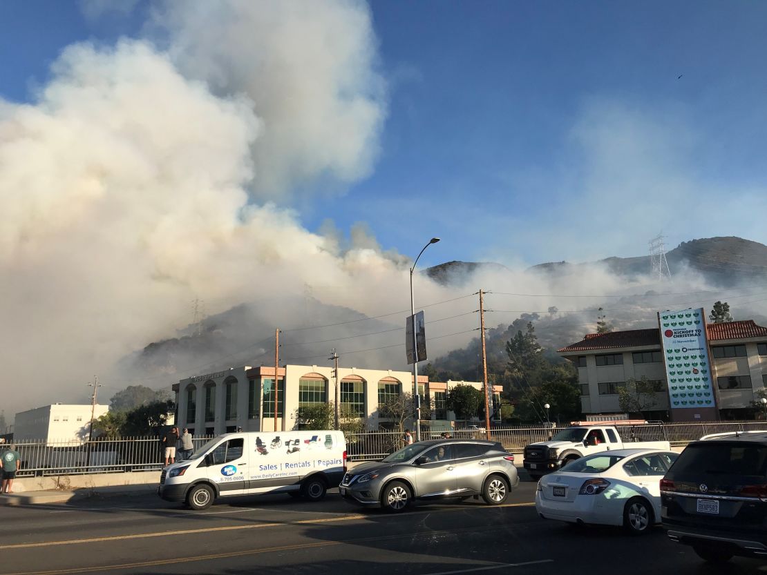 A CNN producer near Warner Bros. took this photo of the smoke. 