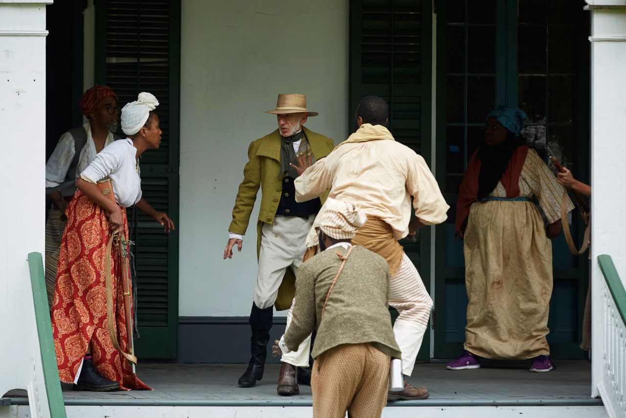 In LaPlace, Louisiana, reenactors perform a scene in which a plantation owner is killed. The two-day reenactment of the 1811 German Coast slave uprising started Friday morning.