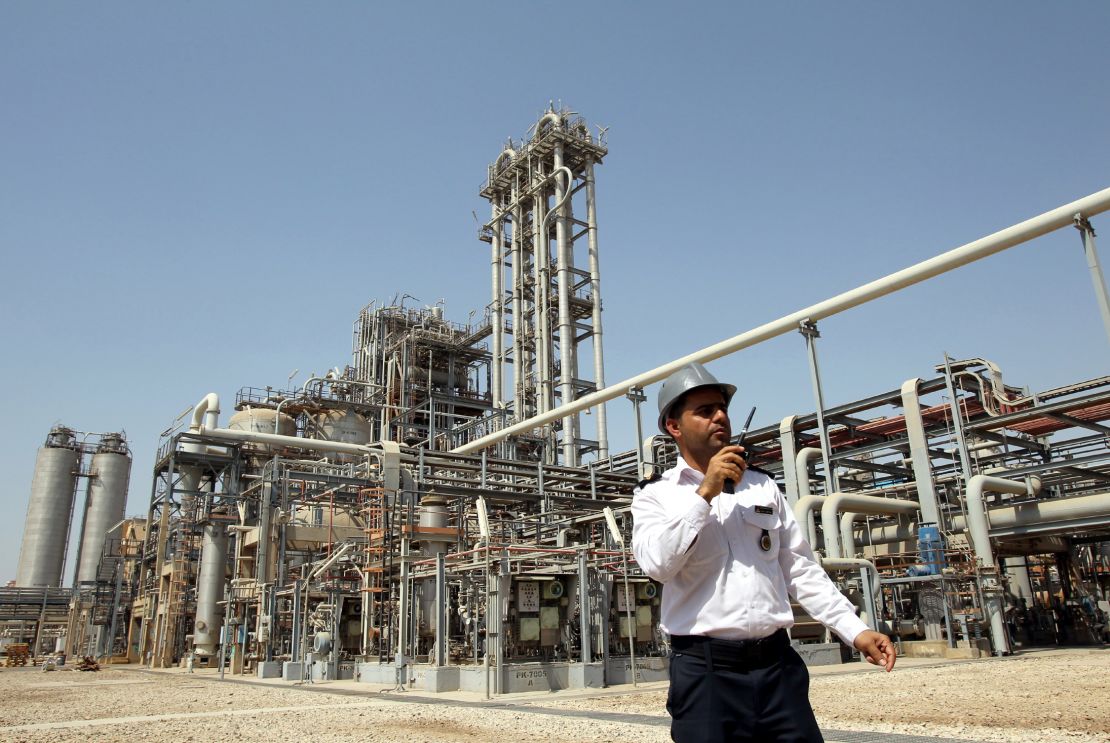 A security guard outside the Mahshahr Petrochemical Complex in the southwestern province of Khuzestan, an oil-rich region of Iran.