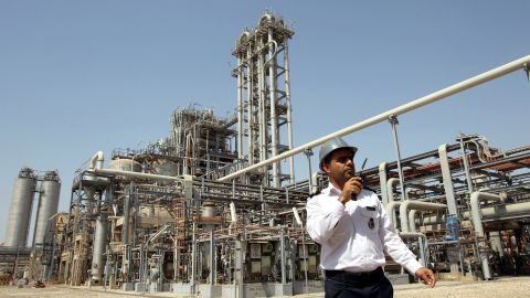 A security guard outside the Mahshahr Petrochemical Complex in the southwestern province of Khuzestan, an oil-rich region of Iran.