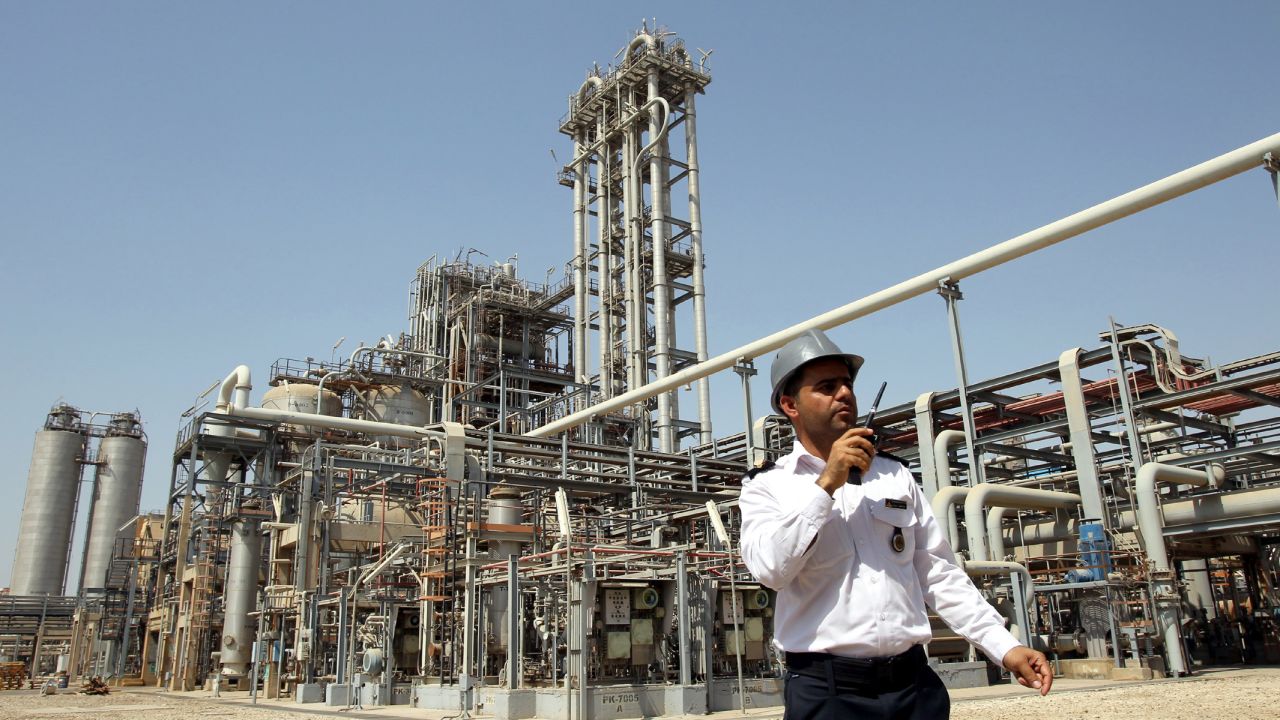 A security guard outside the Mahshahr Petrochemical Complex in the southwestern province of Khuzestan, an oil-rich region of Iran.