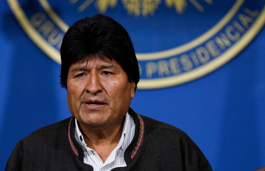 Bolivia's President Evo Morales during a press conference in La Paz, Bolivia, on Sunday, November 10, 2019. 