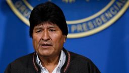 Bolivia's President Evo Morales looks on during a press conference in La Paz, Bolivia, Sunday, Nov. 10, 2019. Morales is calling for new presidential elections and an overhaul of the electoral system Sunday after a preliminary report by the Organization of American States found irregularities in the Oct. 20 elections. (AP Photo/Juan Karita)