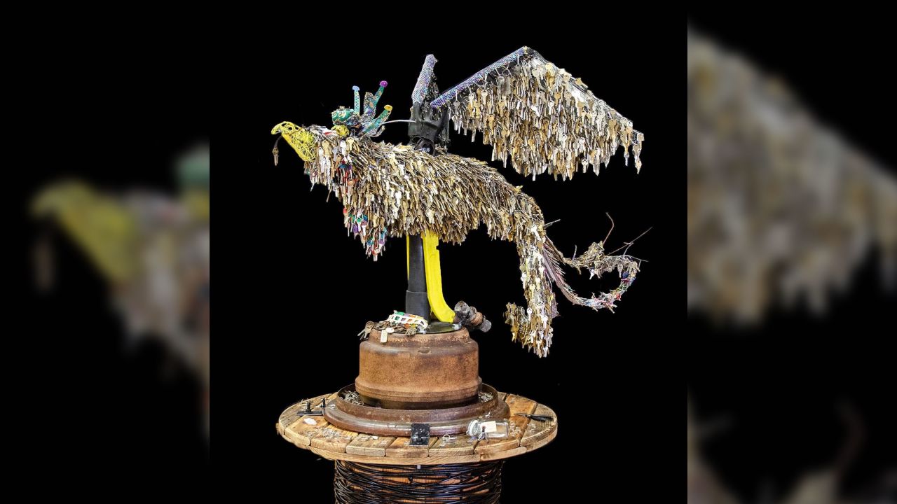 Jessie Mercer created a phoenix sculpture made out of thousands of keys to places that were lost in Paradise, California's Camp Fire.