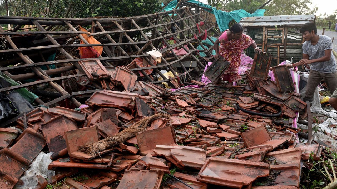 A view of destruction in the aftermath of cyclone Bulbul, at Amarabati village in Bakkhali, South 24 Parganas district of India's West Bengal state on November 10, 2019.