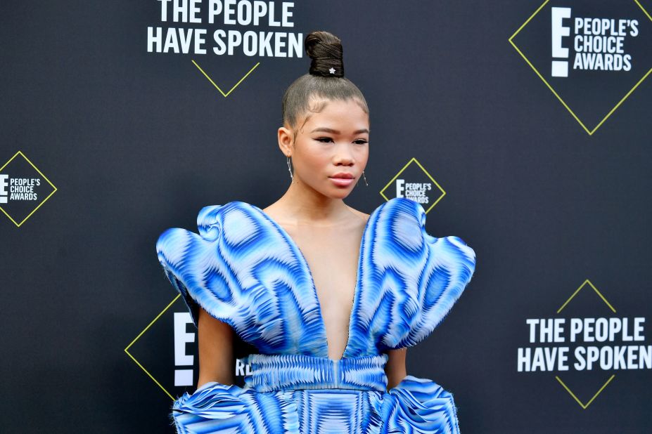 Storm Reid turned heads in a sculptural electric blue dress by Iris van Herpen. Scroll through the gallery to see more looks from the red carpet