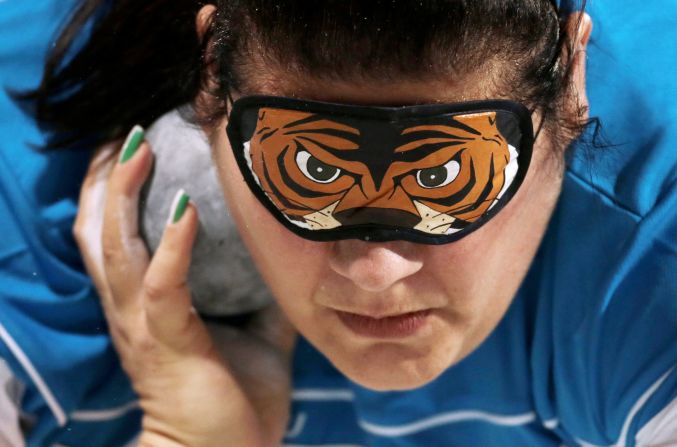 Italy's Assunta Legnante competes in the Women's Shot Put Final at the World Para Athletics Championships, November 8 in Dubai.