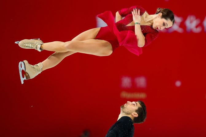 Nicole Della Monica and Matteo Guarise of Italy perform during the ISU Grand Prix of Figure Skating Cup of China on November 8 in Chongqing, China.
