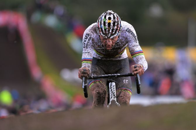 Mathieu Van Der Poel of The Netherlands competes in the 33rd Superprestige Ruddervoorde on November 3 in Ruddervoorde, Belgium.
