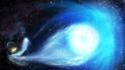 An artist's impression of the Milky Way's big black hole flinging a star from the galaxy's center.