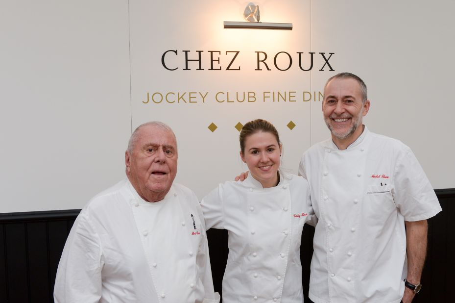 Celebrated French chef Albert Roux (left) will team up with granddaughter Emily and son Michel Roux Jr., to offer the Chez Roux dining experience at three of the UK's leading race meetings in 2020.