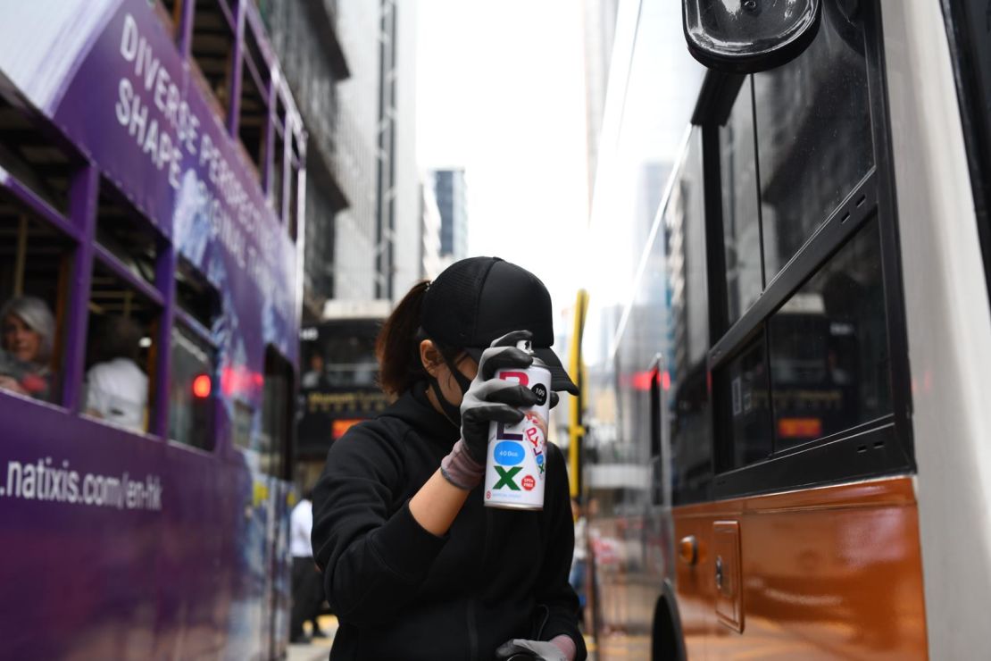 A protester in Central, a business district in Hong Kong, on November 12, 2019.