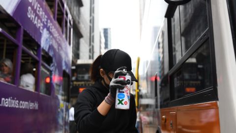 A protester in Central, a business district in Hong Kong, on November 12, 2019.
