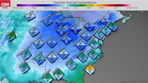 Forecast temperatures 11/12/19