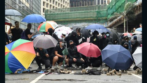 Protesters gather in the Central district of Hong Kong on November 12, 2019. 