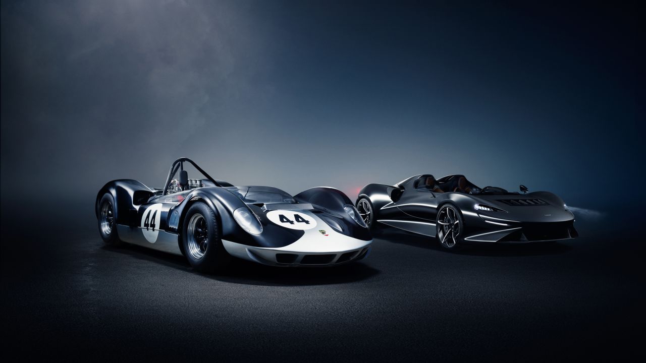 The new McLaren Elva was modeled on the 1960s McLaren-Elva race car.