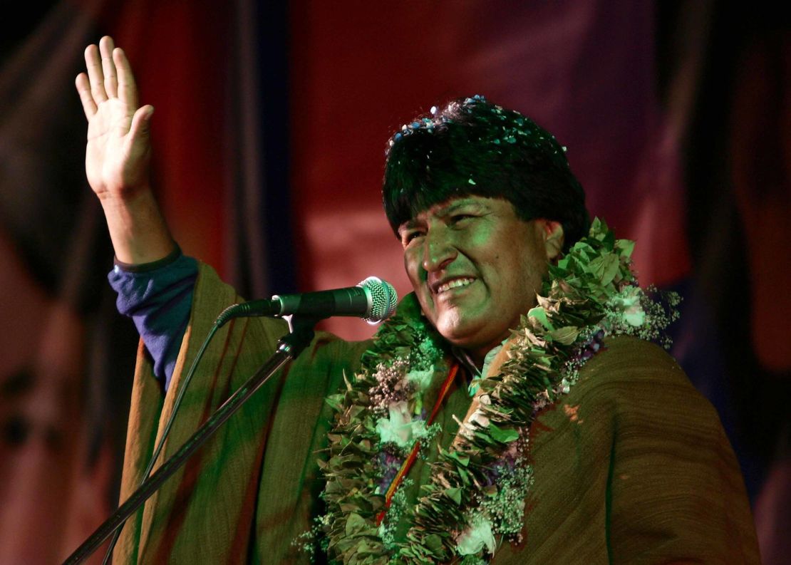Morales (pictured here in 2005) left the country for Mexico following his resignation.