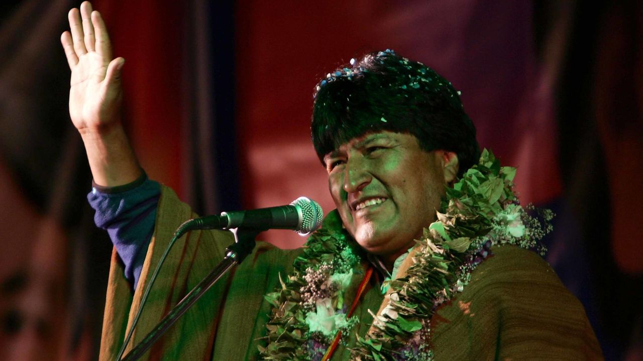 Morales (pictured here in 2005) left the country for Mexico following his resignation.