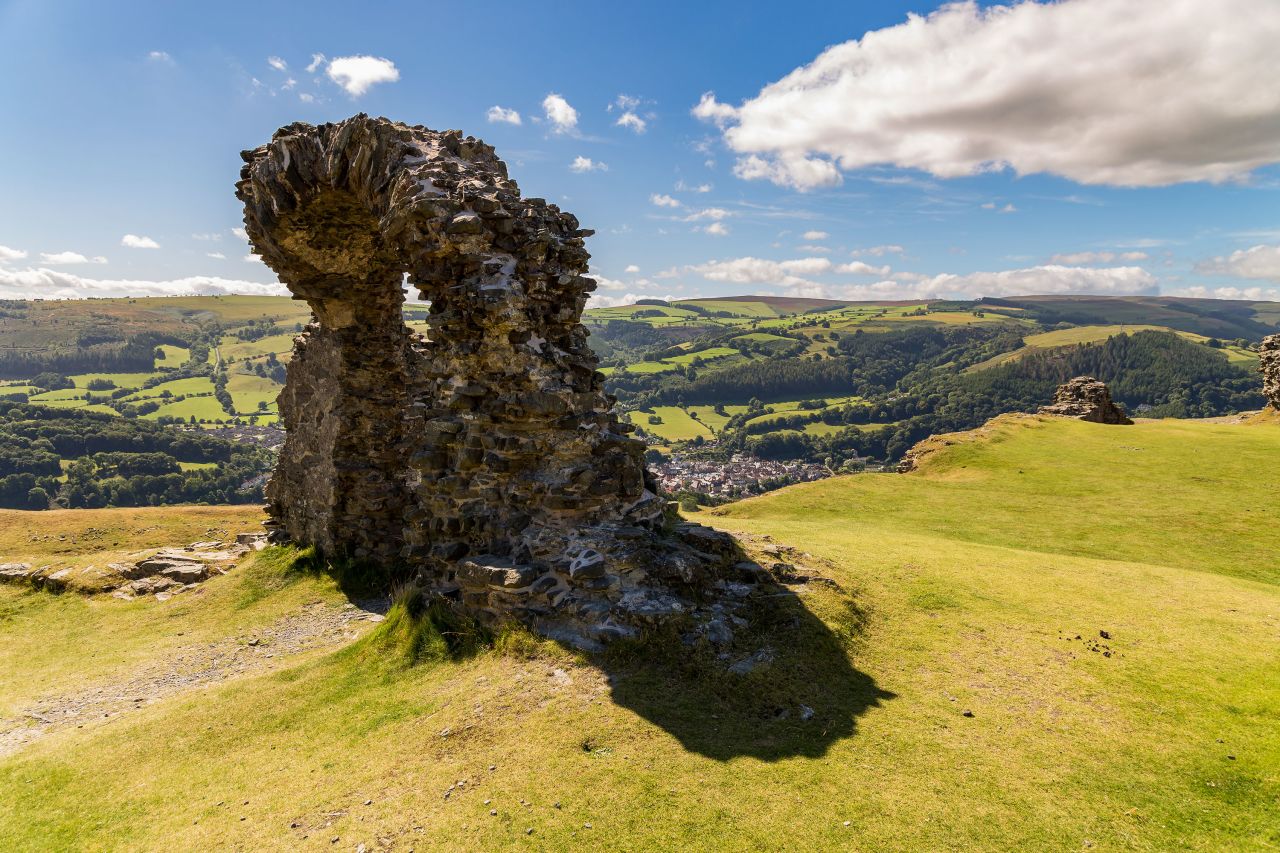 Castell Dinas Bran sits on a commanding hilltop in Denbighshire. 