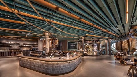 The interior of the Starbucks Roastery in Chicago.