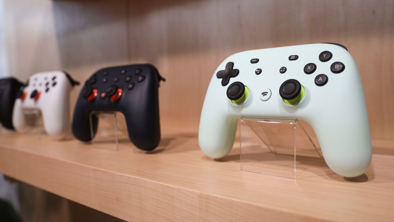 The new Google Stadia gaming system controller comes in white, black or Wasabi green colors.