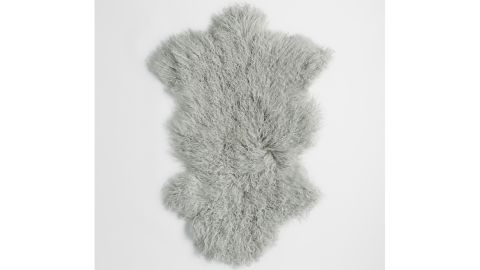 underscored-Light Gray Sheepskin Area Rug