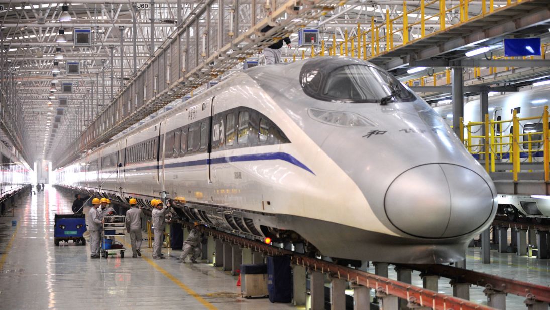 <strong>High-speed rail: </strong>Mechanics check on a high-speed train in Xi'An, China. The country is currently assisting Thailand with its own high-speed rail (HSR) projects. One line is already under construction, while another has been approved. 