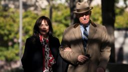 Roger Stone and his wife Nydia Stone return to the Prettyman Courthouse for his trial after lunch on November 13, 2019 in Washington, DC. 