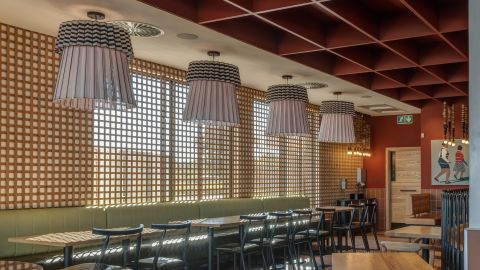 Lights in this Nando's in Newcastle, South Africa, were designed by Thabiso Mjo