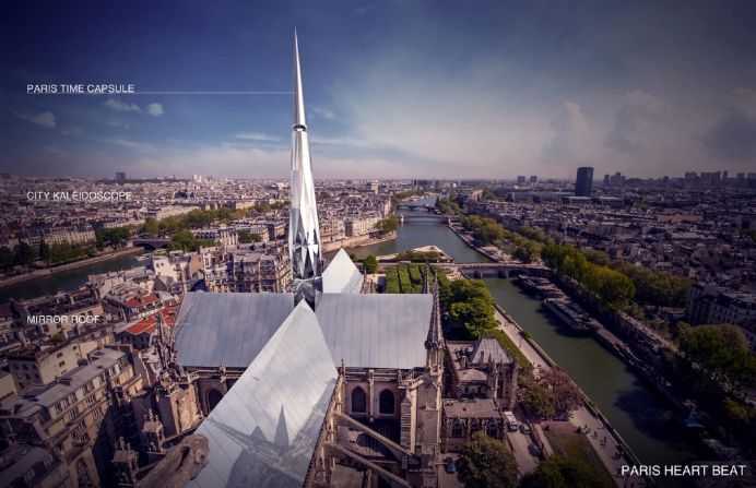 The form is also beginning to make an impression within architecture. <br /><br />One design for the reconstruction of Paris' Notre Dame Cathedral from architects Zeyu Cai and Sibel Lei included a levitating spire.  