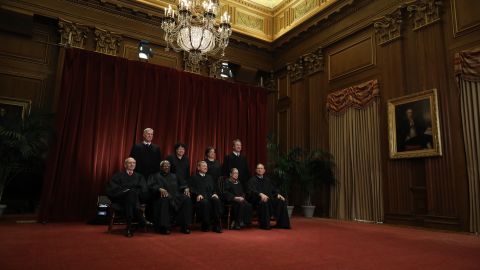 U.S. Supreme Court Justices pose for their official portrait at the in the East Conference Room at the Supreme Court building November 30, 2018 in Washington, DC.