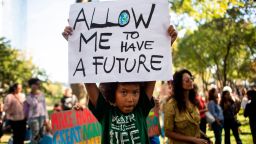 Students participate in the Global Climate Strike march on September 20, 2019 in New York City. - Crowds of children skipped school to join a global strike against climate change, heeding the rallying cry of teen activist Greta Thunberg and demanding adults act to stop environmental disaster. It was expected to be the biggest protest ever against the threat posed to the planet by climate change. (Photo by Johannes EISELE / AFP)        (Photo credit should read JOHANNES EISELE/AFP via Getty Images)