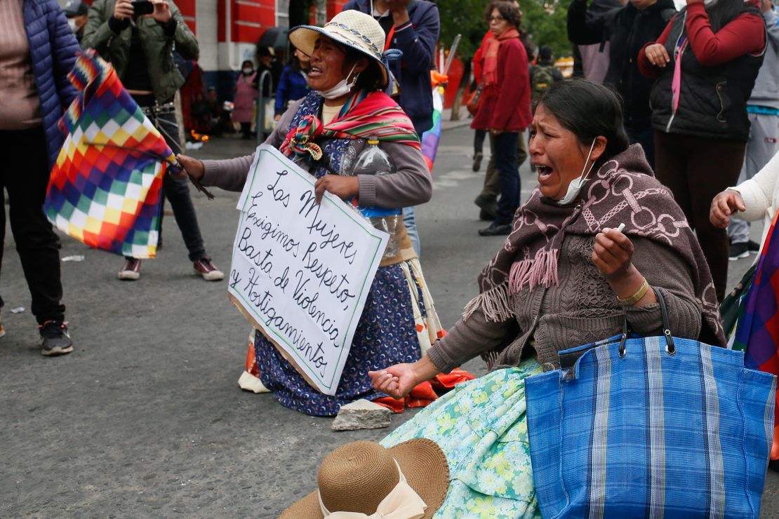 Indigenous Bolivians take to the streets in support of former President Evo Morales.